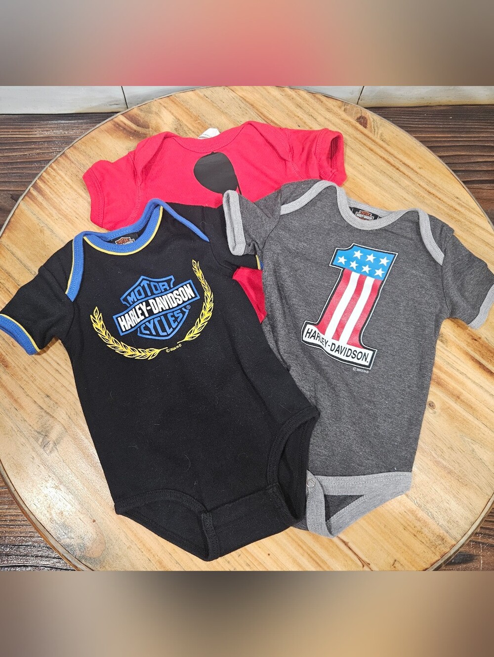 Harley-Davidson Baby 6-9 & 9-12 Month Onesie Bodysuit Bundle